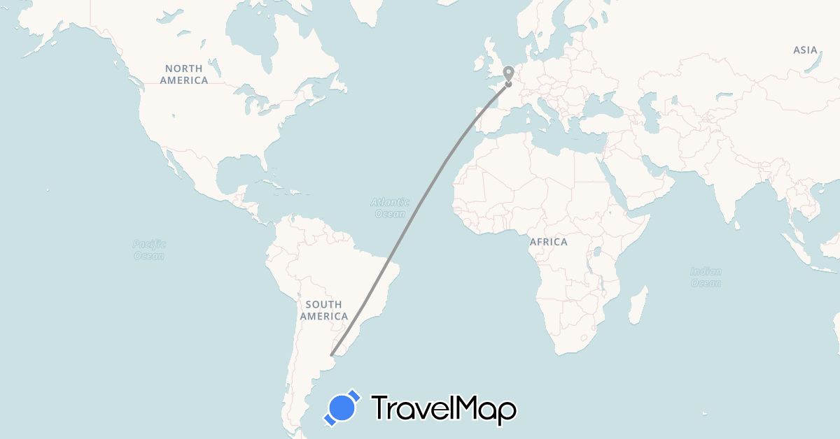 TravelMap itinerary: plane in Argentina, France (Europe, South America)